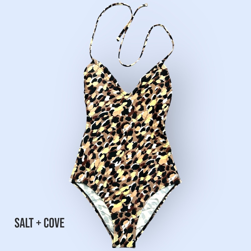 Leopard Print One-Piece Swimsuit – Size XS